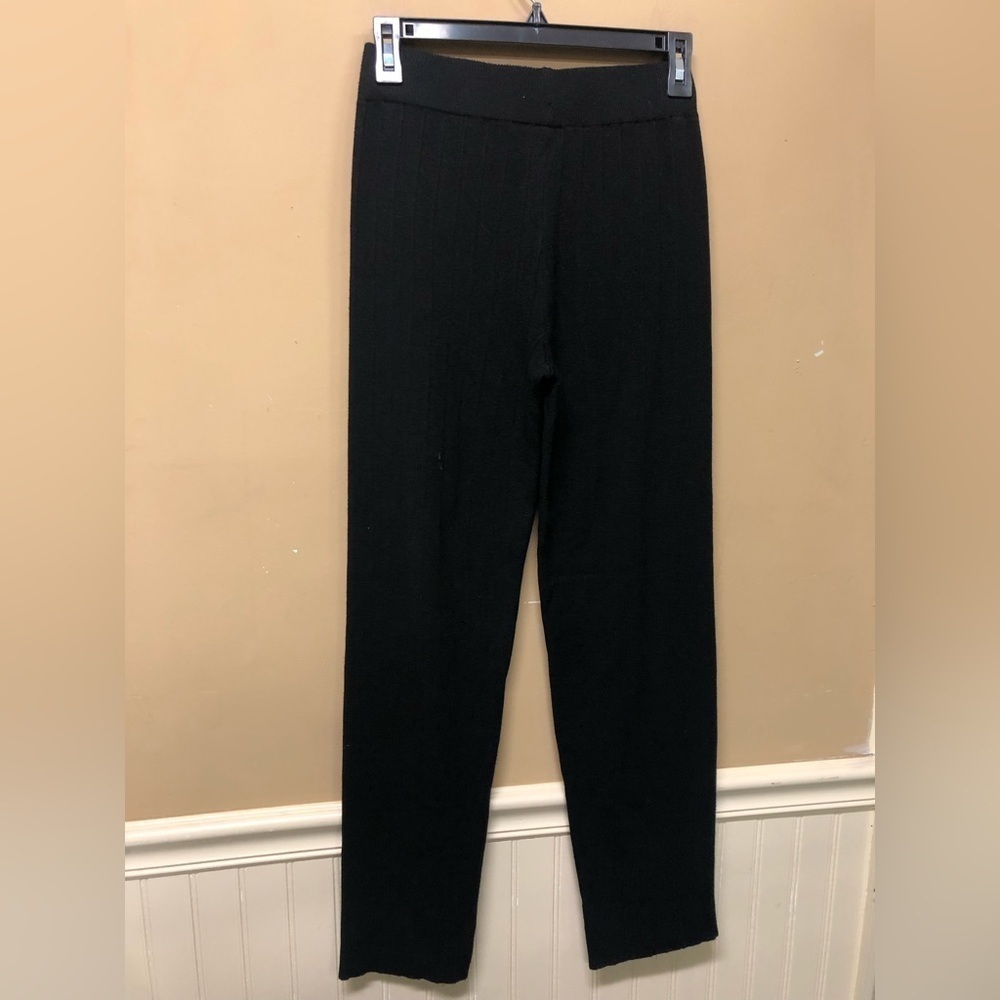 Silk and Salt Staycation Sweat Pants Black Ribbed Knit Pull On Size M - Picture 2 of 6